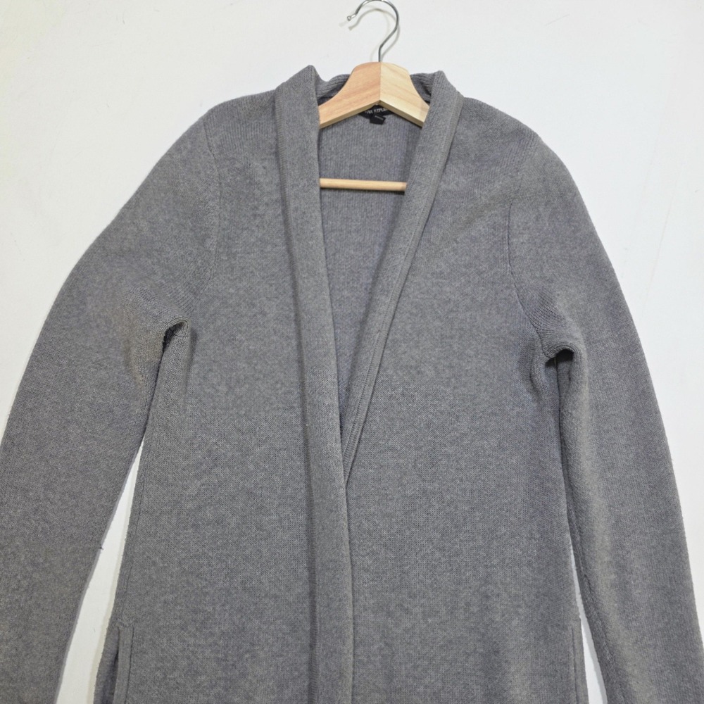 Banana Republic Cardigan Womens S Gray Longline Duster Shawl Collar Knit Pockets